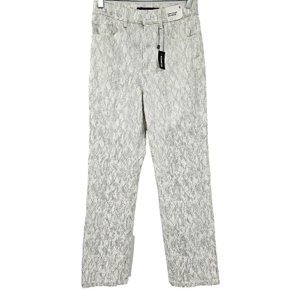 Express Snakeskin Metallic Super High Rise Straight Crop Jean Women's Size 4 NEW